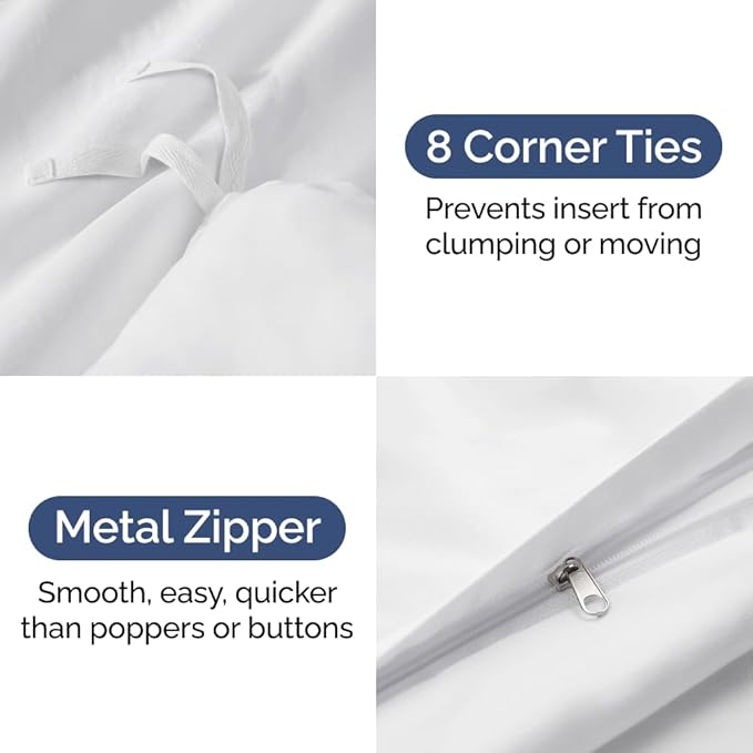 Duvet Cover Oversized Queen Size Set - Extra Soft Oversized Queen Duvet Cover with 2 Pillow Shams - Hotel Luxury, Easy Care & Fade Free w/ Zipper Closures & Ties - Comfy, Cozy & Breathable (White)