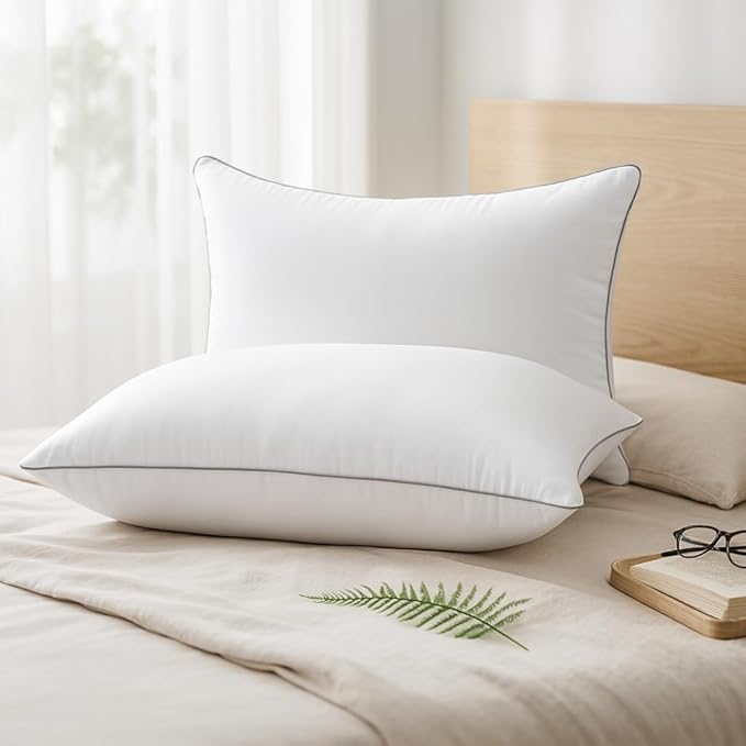 HUXMEYSON Pillows Queen Size Set of 2, Luxury Hotel Bed Pillows Set with Down Alternative Filling for Side and Back Sleepers