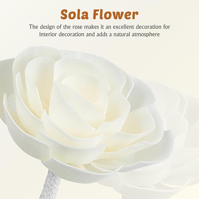 ABOOFAN 4Pcs Flower Diffuser with Cotton Wick, Sola Flowers Aroma Reed Diffuser Replacement for Essential Oil, Decorative Home Office Fragrance Accessories