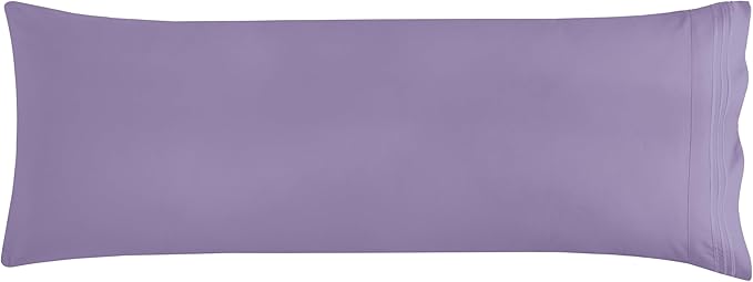 Mocassi 1-Piece Premium Body Pillowcase 1800 Series Hotel Quality Microfiber - Soft and Breathable with 3-Line Embroidery Wrinkle and Stain Resistant, Easy Care, 21" x 54", Lavender