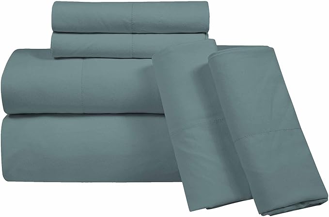 Royale Linens 6 Piece Queen Sheets Set - Soft Brushed 1800 Microfiber Bedding -1 Fitted and 1 Flat Sheet, 4 Pillow cases - Wrinkle Free & Fade Resistant - Hotel Luxury Bed Sheets (Spruce Green, Queen)