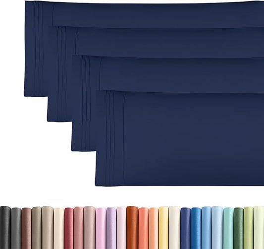 Body Pillowcases Set of 4-20x54 Long Body Pillow Case - Soft Body Pillow Cover for Sleeping & Side Sleepers - Comfy, Breathable & Fade Free - Machine Washable with Envelope Enclosure - (Navy Blue)