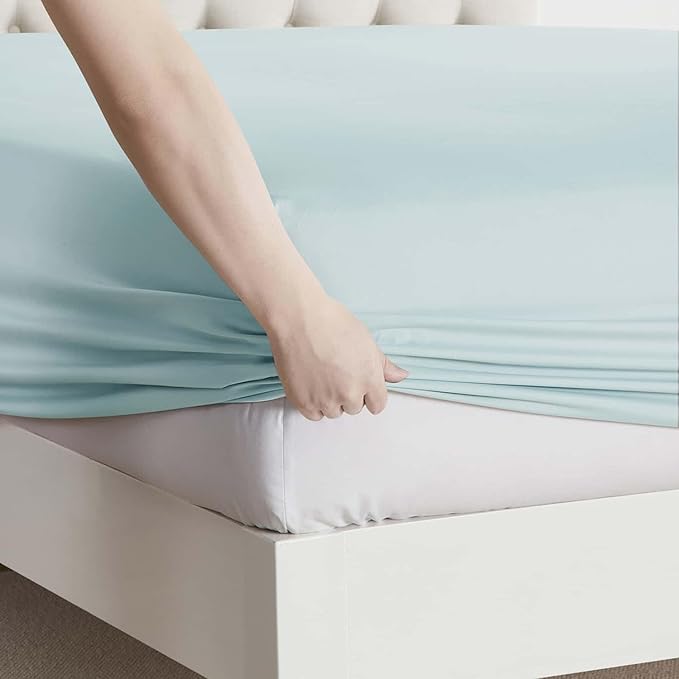 Clara Clark Twin XL Sheets, 5 Piece Set - Hotel Luxury Bed Sheets, Super Soft Bedding Set, Twin XL Size, Aqua Light Blue