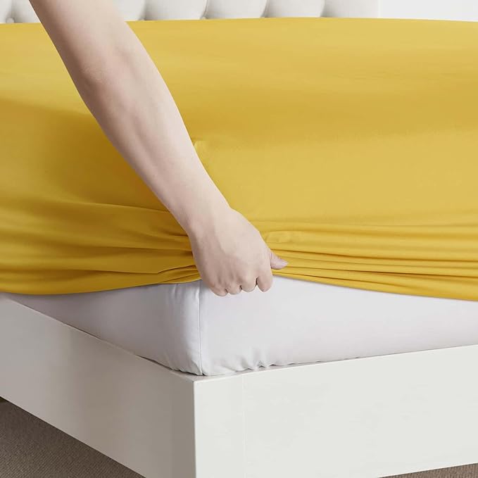 Clara Clark Twin XL Sheets, 5 Piece Set - Hotel Luxury Bed Sheets, Super Soft Bedding Set, Twin XL Size, Yellow