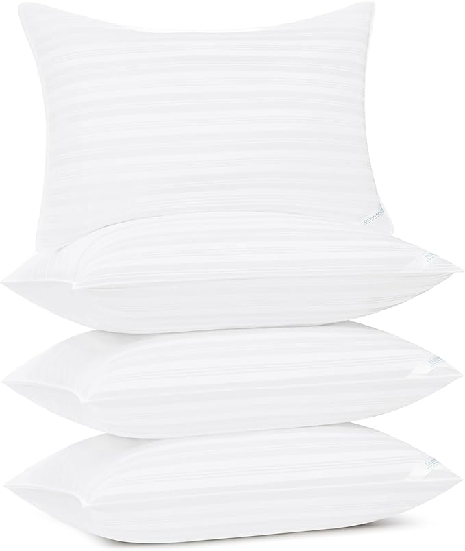 downluxe Queen Size Pillows Set of 4 – Premium Down Alternative Bed Pillows for Back, Side & Stomach Sleepers, White