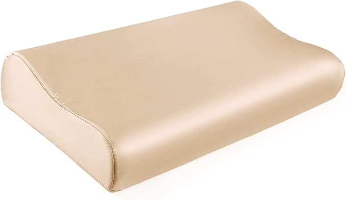 THXSILK 19 Momme 100% Mulberry Silk Pillowcase for Contour Memory Foam Pillow, Contour Pillow Case Cover, Cervical Pillow Case, Pack of 1(Champagne, 20"x12"x3.9"/2.7")