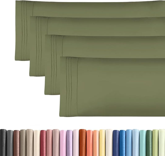 Body Pillowcases Set of 4-20x54 Long Body Pillow Case - Soft Body Pillow Cover for Sleeping & Side Sleepers - Comfy, Breathable & Fade Free - Machine Washable w/Envelope Enclosure - (Sage Green)
