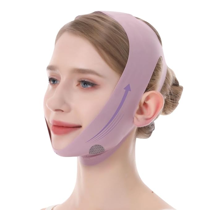 V Line Lifting Mask, Chin Strap for Sleeping, Reusable Double Chin Reducer, Jaw Exerciser, Face Slimming, Sagging Prevention, Medium