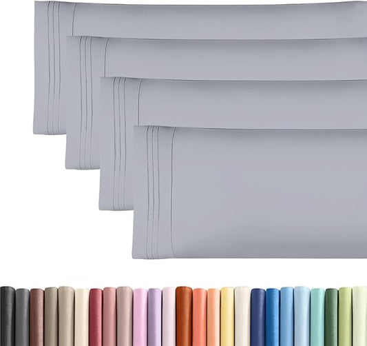 Body Pillowcases Set of 4-20x54 Long Body Pillow Case - Soft Body Pillow Cover for Sleeping & Side Sleepers - Comfy, Breathable & Fade Free - Machine Washable w/Envelope Enclosure - (Steel Blue)