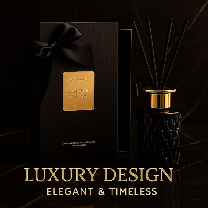 Aurora Mist Reed Diffuser Set, 150ml Luxury Black Glass Bottle with Sticks, Long Lasting Home Fragrance for Bedroom, Living Room, Office, Spa – Elegant Gift for Women & Men
