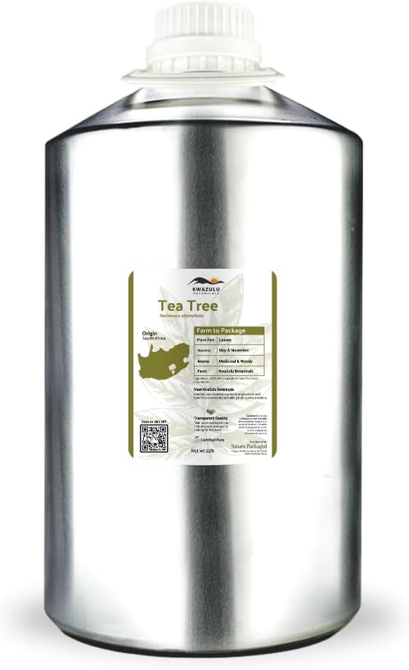 Tea Tree Essential Oil - Direct from Kwazulu Botanicals South Africa - Steam Distilled - Aceite Esencial de Árbol de Té for Aromatherapy, Diffuser, DIY Candle and Soap Making - 22lbs