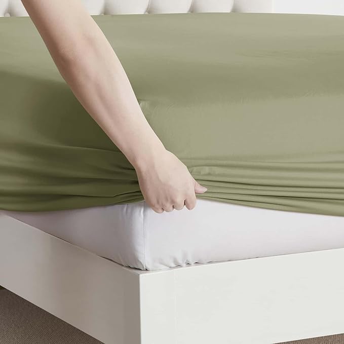 Clara Clark Twin Sheets, 5 Piece Set - Hotel Luxury Sheets for Twin Size Bed, Super Soft Bedding Set, Twin Size, Sage Green