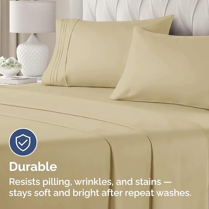 Queen Pillow Cases Set of 4 - Ultra Soft Hotel Quality Pillowcase Covers - Comfy, Cozy & Wrinkle Free - Shrinkage, Stain and Fade Resistant - Machine Washable Pillow Protectors - 4 Piece Set - Beige