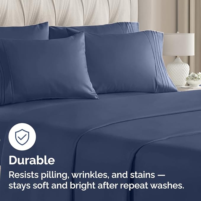 Standard Pillow Cases Set of 10 - Ultra Soft Hotel Quality Pillowcase Covers - Comfy, Cozy & Wrinkle Free - Shrink, Stain & Fade Resistant - Machine Washable Pillow Protectors - 10 Pcs Set - Navy Blue
