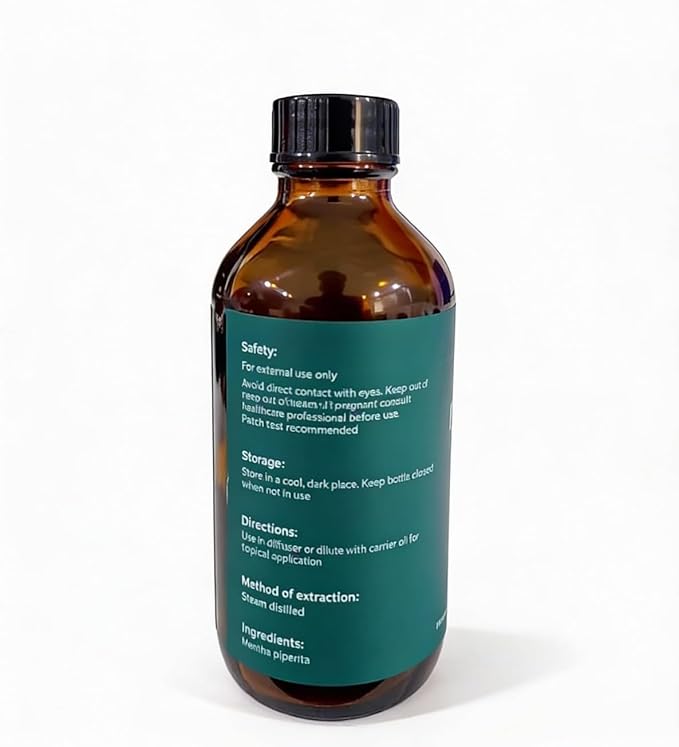 Peppermint Essential Oil 4 Fl Oz 100% Pure and Natural Essential Oil with Dropper for Diffuser Aromatherapy Massage Candle and Soap Making Fragrance (118 Ml)