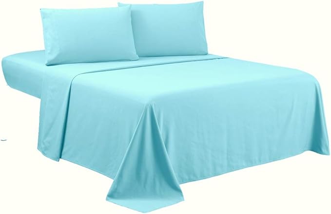 Sfoothome King Sheets Set - Sky Blue Hotel Luxury 4-Piece Bed Set, Extra Deep Pocket, 1800 Series Bedding Set, Wrinkle & Fade Resistant, Sheet & Pillow Case Set (King,Sky Blue)