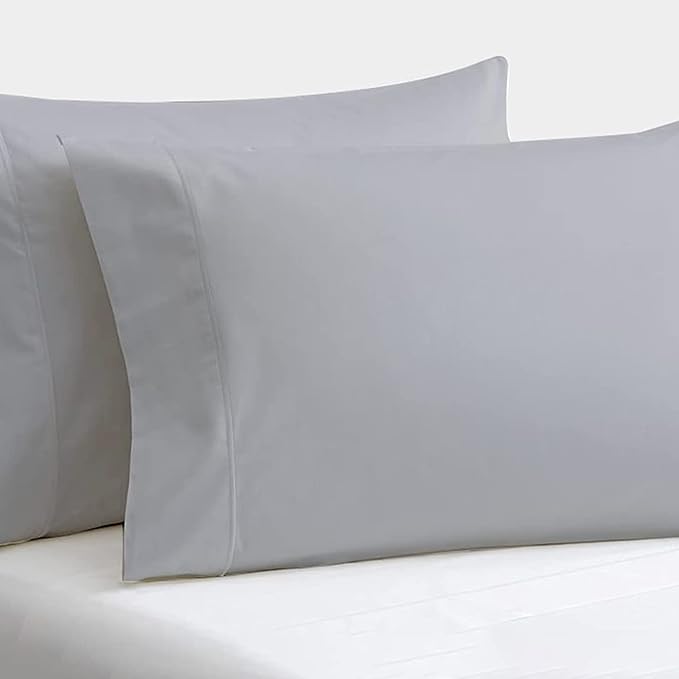 Set of 2 Pillow Cases 600 Thread Count 100% Egyptian Cotton Long Staple Pillowcase, Durable and Silky Soft Pillow Covers, Natural Luxurious Hotel Class Bedding (Queen, Silver)