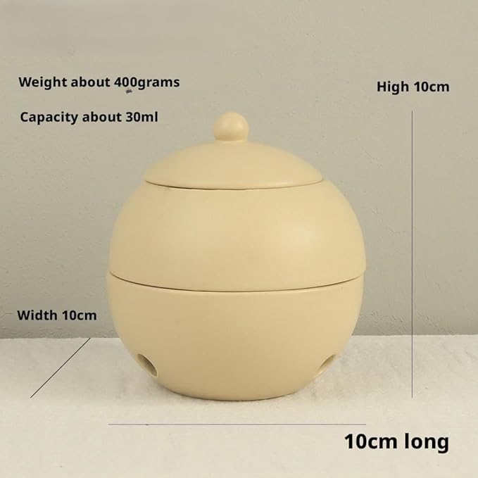 Modern Ceramic Essential Oil Diffuser, Spherical Design, 30ml Capacity, 10cm Height, Multiple Colors Available, 400g Weight (Beige)