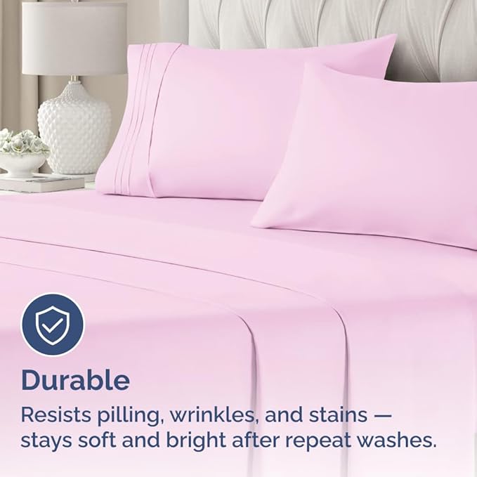 Standard Pillow Cases Set of 4 - Ultra Soft Hotel Quality Pillowcase Covers - Comfy Bedding for Women, Men, Kids & Teens - Machine Washable Pillow Protectors - 4 Piece Set - Standard Size Light Pink