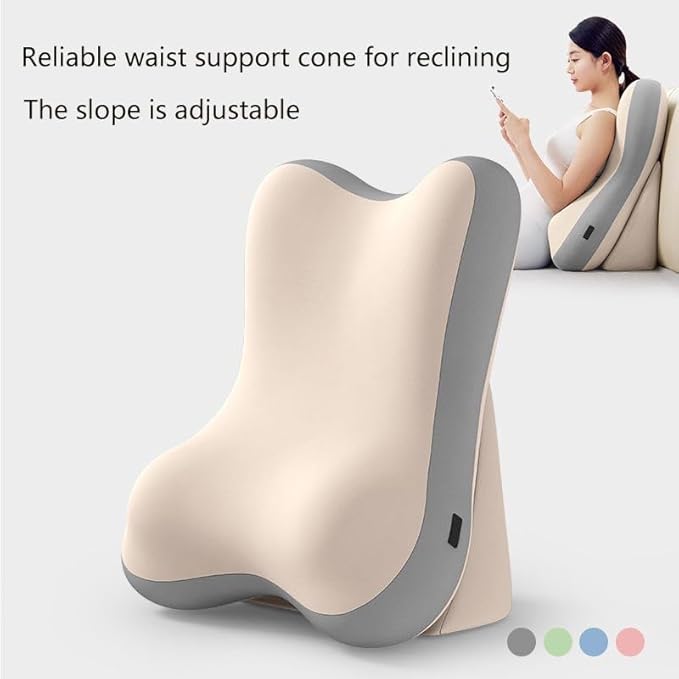 Ergonomic Pillow for Back Pain Relief Adult 3 Zone Support Cushion with Memory Foam core, Removable Washable Bedspread, Reading Pillow, Office Chair for Sciatica and Coccyx Comfort (Green)