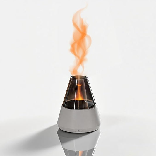 Air Diffuser ，Flame Aroma Diffuser, 120ml Flame Humidifier, Essential Oil Aromatherapy Diffuser with 7-Color Changing LED Lights, Waterless Auto Shut-Off, Ideal for Home, Office, Bedroom, Yoga(White)