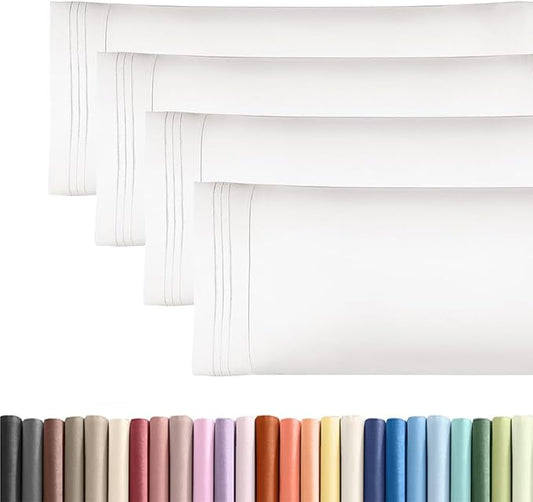 Body Pillowcases Set of 4-20x54 Long Body Pillow Case - Soft Body Pillow Cover for Sleeping & Side Sleepers - Comfy, Cozy Breathable & Fade Free - Machine Washable w/Envelope Enclosure - (White)