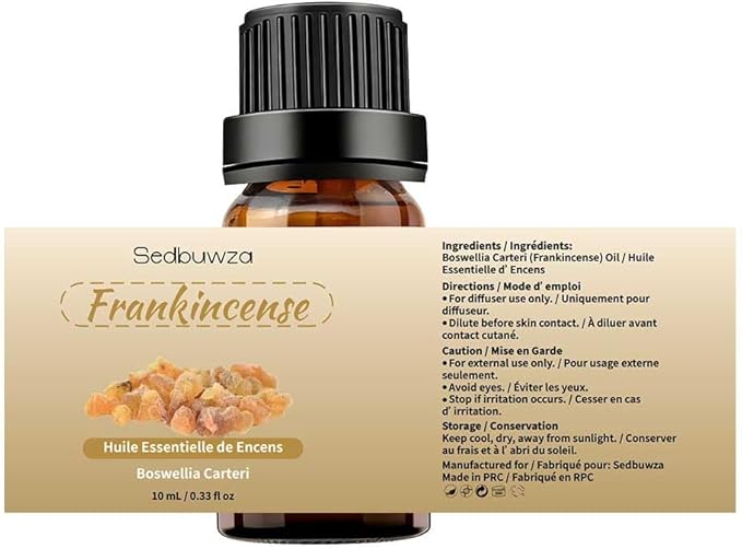 Sedbuwza Sandalwood Frankincense Essential Oil Set, Sandalwood Fragrance Oil Frankincense Scent Oil Set for Diffuser, Aromatherapy, Massage, Soap, Candle Making 2 x 10 ml