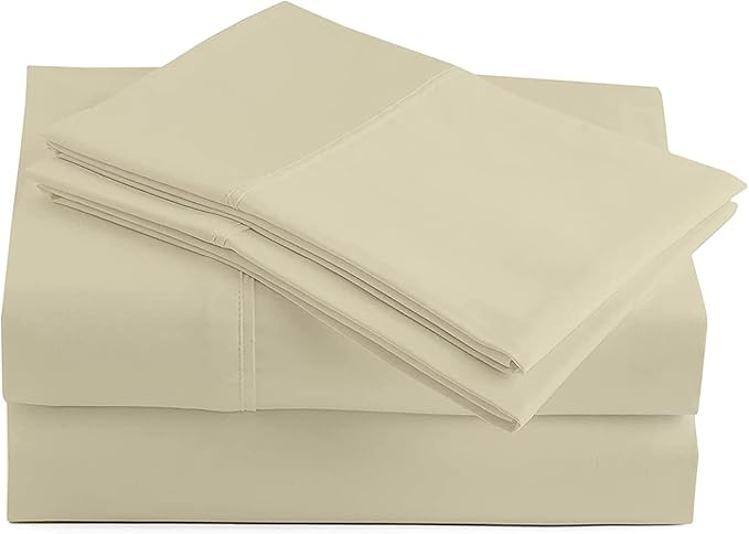 Queen 4 Pc Sheet Set 600 TC Egyptian Cotton Sheets Queen Size Cotton Sheets for Queen Size Bed Sateen Long Staple Deep Pockets Flat Fitted Pillow Case Better Than Percale Hotel Quality Ivory