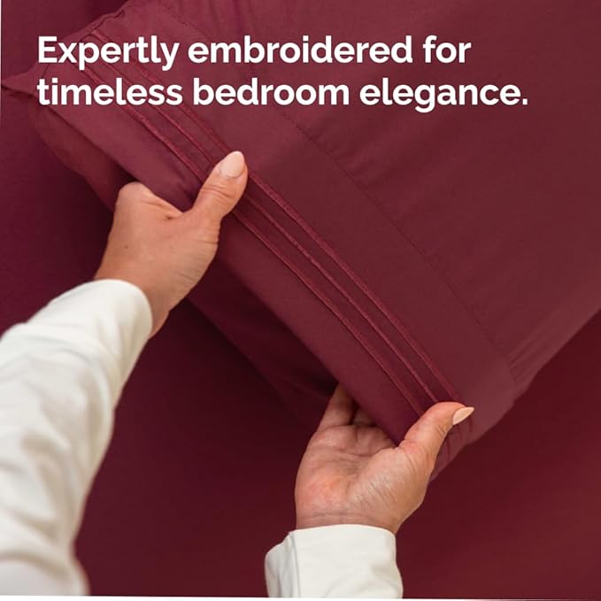 Body Pillowcases Set of 2-20x54 Long Body Pillow Case - Soft Body Pillow Cover for Sleeping & Side Sleepers - Comfy, Wrinkle & Fade Free - Machine Washable w/Envelope Enclosure Burgundy
