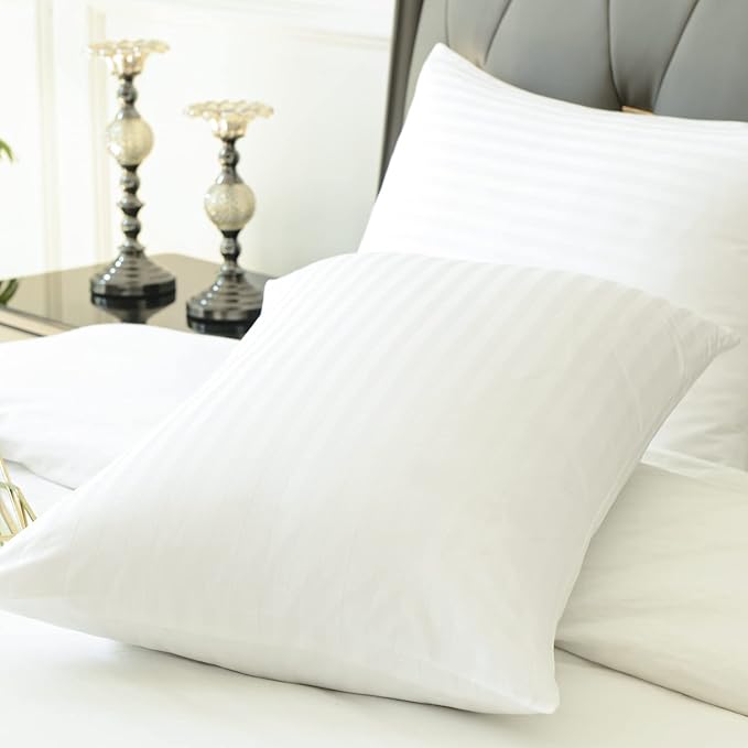 100% Cotton Pillow Protectors with Zipper Standard Size, White Pillow Cases for Home & Hotel, Sateen Soft Cooling Hidden Zippered Pillow Case Protector for Hair & Skin, 20x26 in, 1 Pack
