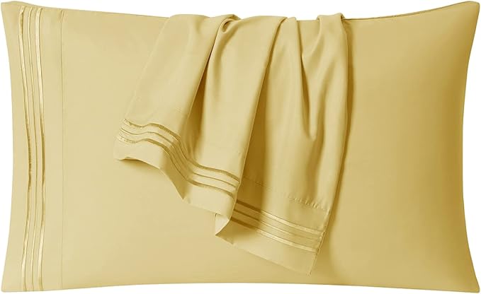 Clara Clark Bed Sheets, Premier 1800 Series 4 Piece Bed Sheet Set, Deep Pocket, Wrinkle, Fade, Stain Resistant, Luxury Soft Bedding Sheets & Pillowcases, King, Custard Mellow