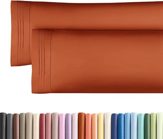 Body Pillowcases Set of 2-20x54 Long Body Pillow Case - Soft Body Pillow Cover for Sleeping & Side Sleepers - Comfy, Breathable & Wrinkle Free - Machine Washable w/Envelope Enclosure (Terracotta)