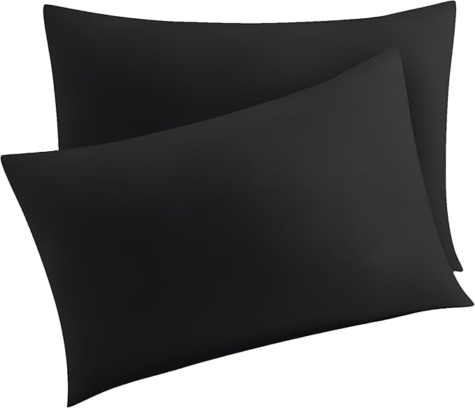 4 Pack 100% Egyptian Cotton Standard Pillow Protector with Hidden Zipper, 400 Thread Count Pillow Covers, Sateen Weave Cooling Bed Pillow Cases, Soft Breathable Non Noisy Easy Care (Black)