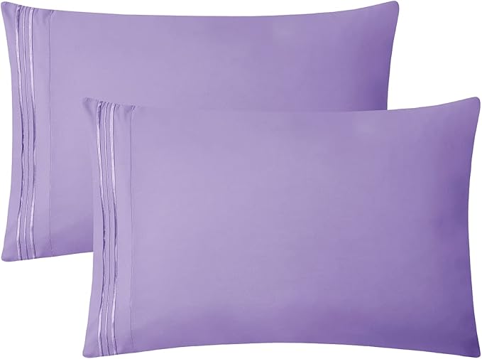 Clara Clark Bed Sheets, Premier 1800 Series 4 Piece Bed Sheet Set, Deep Pocket, Wrinkle, Fade, Stain Resistant, Luxury Soft Bedding Sheets & Pillowcases, King, Lavender