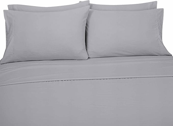 Royale Linens 6 Piece Queen Sheets Set - Soft Brushed 1800 Microfiber Bedding - 1 Fitted and 1 Flat Sheet, 4 Pillow cases - Wrinkle Free & Fade Resistant - Hotel Luxury Bed Sheets (Harbor Mist, Queen)
