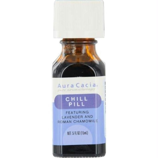 Aura Cacia Chill Pill Essential Oil Blend | GC/MS Tested for Purity | 15ml (0.5 fl. oz.)