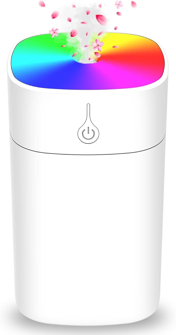 Portable Small Humidifiers for Bedroom, 3L Aroma Diffuser for Home Personal Desktop Plant Humidifier Indoor Fragrance Aroma Diffuser with 2 Modes, Night Light and Auto-Off