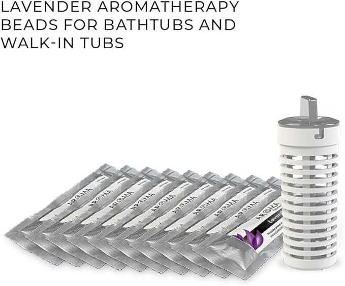 Set of 10 Lavender Aromatherapy Bead enveloppes and 1 Aromatherapy Bead Basket for bathtubs and Walk-in tubs