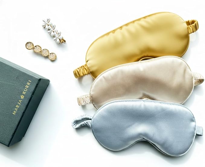 Silk Eye Mask for Sleeping - Satin Eye Cover with Silk Storage Bag Silvery