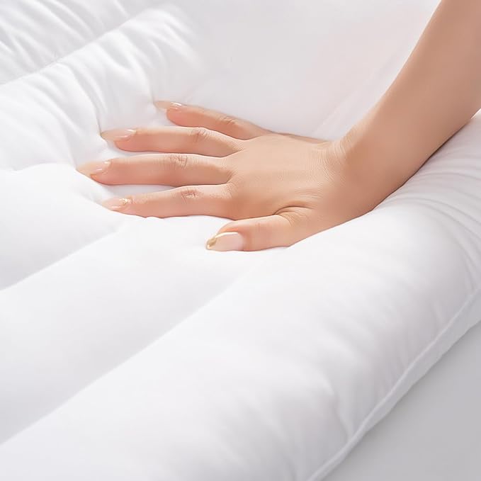 Pozino Flat Thin Pillows for Sleeping - 2 Pack Queen Size Slim Bed Pillows for Side Back Stomach Sleepers,2.5 inch Height Ultra Low Pillows,Down Alternative Filling