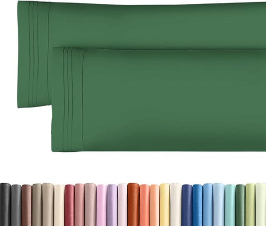 Body Pillowcases Set of 2-20x54 Long Body Pillow Case - Soft Body Pillow Cover for Sleeping & Side Sleepers - Comfy, Wrinkle & Fade Free - Machine Washable w/Envelope Enclosure Emerald Green