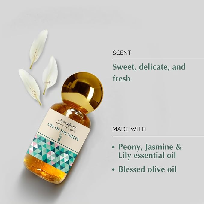 Lily of The Valley Anointing Oil 9ml (0.3 fl oz.)| Blessings from The Holy Lands | Blessed Olive Oil from Jerusalem with Biblical Spices | Natural Ingredients | Holy Oils for Prayer and Protection