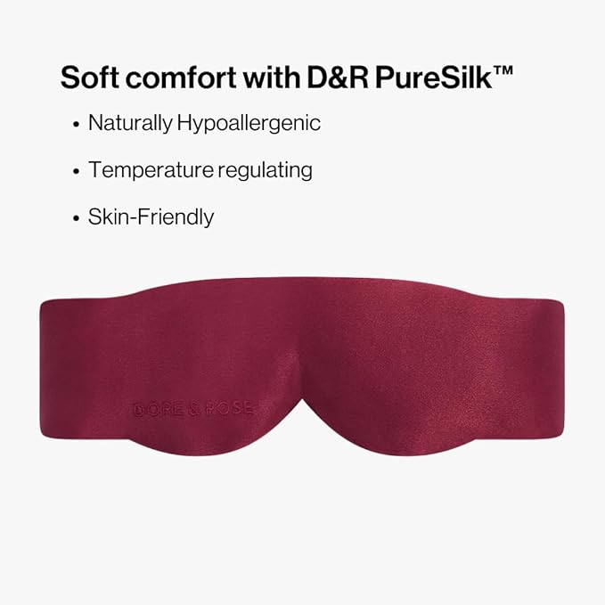 Dore & Rose — Mulberry Silk Sleep Mask for Women & Men, 3D Contour Blackout with cups, Pure Silk Eye Masks for Sleep, Travel Night - Eye Cover, Sleeping Mask, Sleepmask, Eyemask, Pods, Lash Extensions