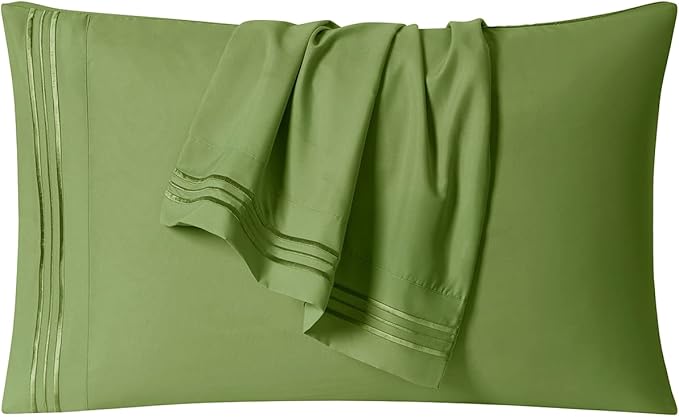 Clara Clark Bed Sheets, Premier 1800 Series 4 Piece Bed Sheet Set, Deep Pocket, Wrinkle, Fade, Stain Resistant, Luxury Soft Bedding Sheets & Pillowcases, California King, Calla Green