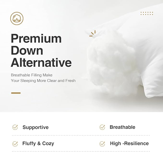 Acanva Bed Pillows for Sleeping, Cooling Hotel Quality with Premium Soft 3D Down Alternative Fill for Back, Stomach or Side Sleepers, King (Pack of 2), White
