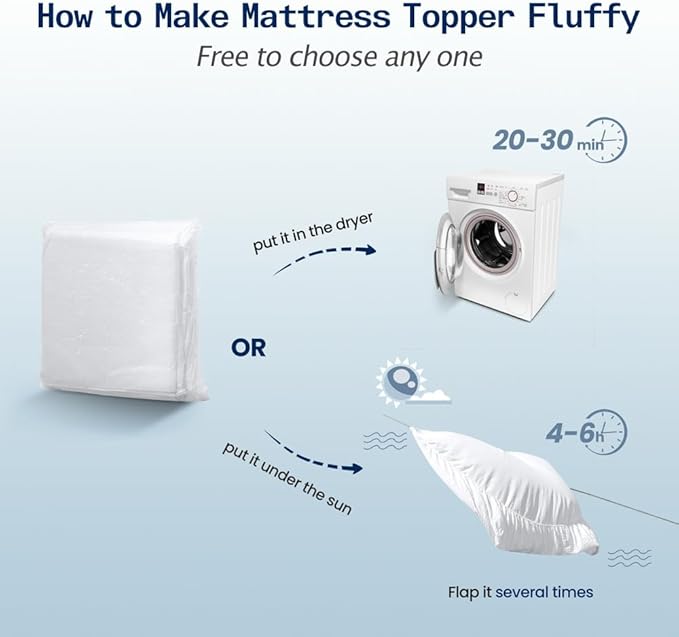 SOPAT Twin Size Mattress Topper – Extra Thick Pillow Top, Soft Down Alternative Fill, Deep Pocket Mattress Pad for Twin Bed(39x75 in, White)