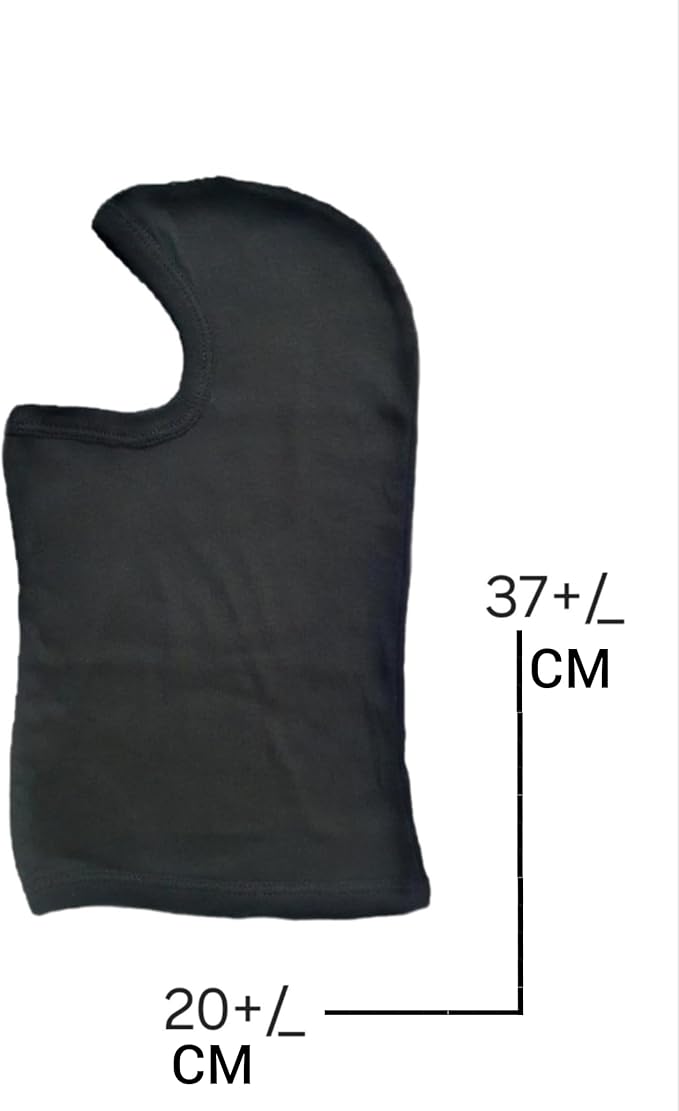 100% Cotton Balaclava Face Mask, UV Protection, Helmet Friendly, Light Weight Black