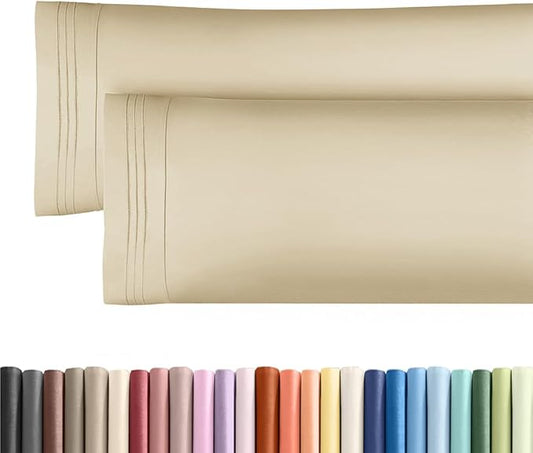 Body Pillowcases Set of 2-20x54 Long Body Pillow Case - Soft Body Pillow Cover for Sleeping & Side Sleepers - Comfy, Breathable, Wrinkle & Fade Free - Machine Washable w/Envelope Enclosure (Cream)