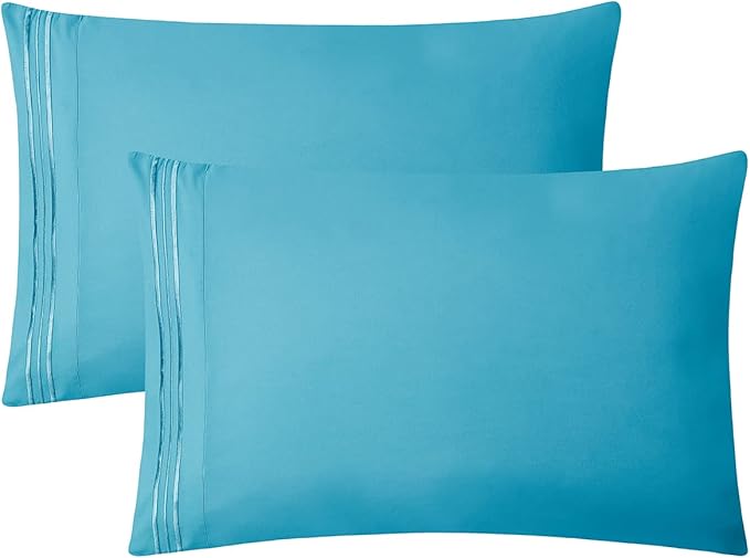 Clara Clark Bed Sheets, Premier 1800 Series 4 Piece Bed Sheet Set, Deep Pocket, Wrinkle, Fade, Stain Resistant, Luxury Soft Bedding Sheets & Pillowcases, Twin, Beach Blue