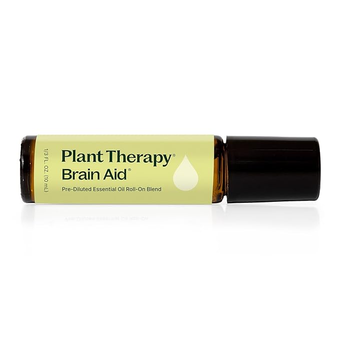Plant Therapy Brain Aid Essential Oil Blend Pre-Diluted 10 mL (1/3 oz), 100% Pure, Aromatherapy for Focus & Attention